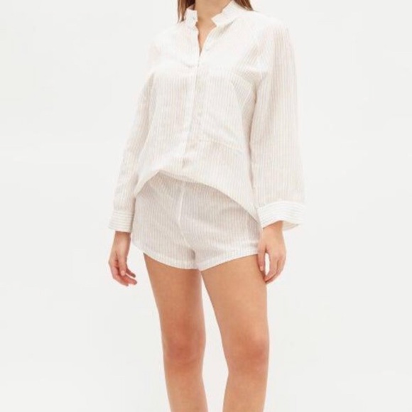 Lunya Resort Striped Linen Blend Pyjamas Set - Picture 1 of 15